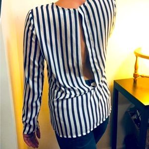 Francesca’s Lumiere Nautical Stripe Open-back Blouse M